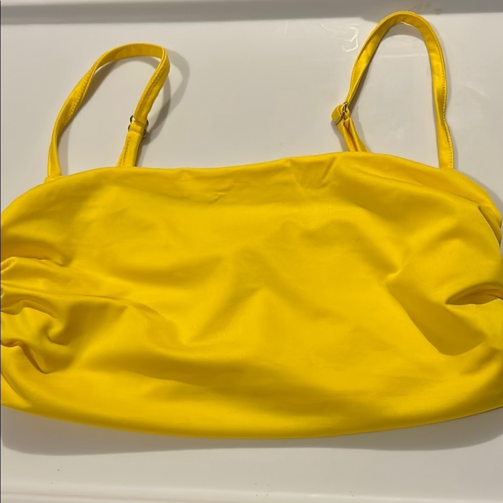 NWOT Yellow Ruched Mini Skirt with Tank - Picture 4 of 5